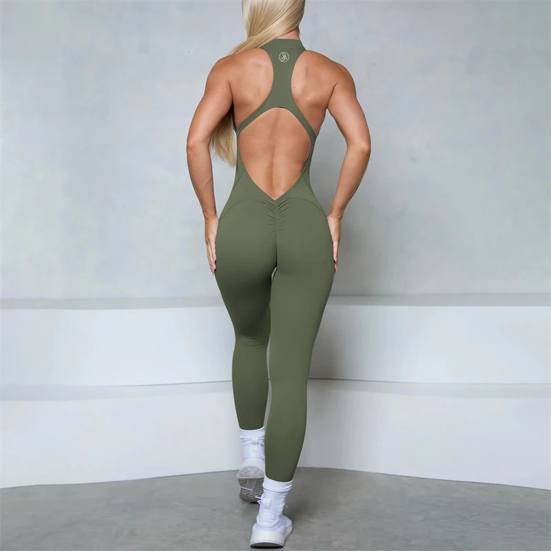 2025 Allure The Brand Zipper Women Tracksuit Yoga Set One Piece Jumpsuit Workout Scrunch Legging Rompers Sport Gym Active Suit