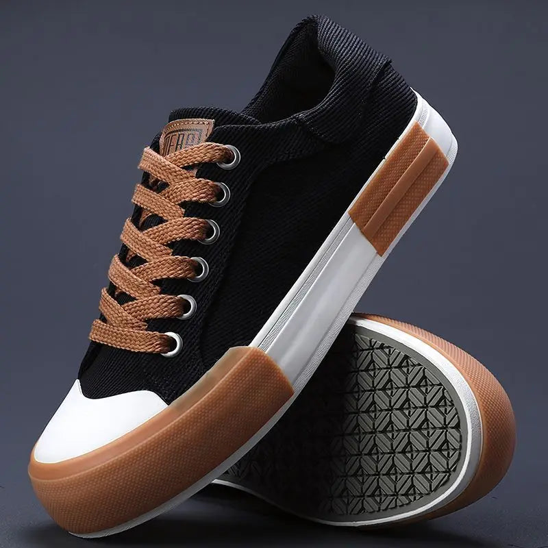 Men Canvas Shoes Casual Lace Up Sneakers Summer Fashion Breathable Vulcanize Shoes Rubber Flats Outdoor Autumn Casual Man Shoes.