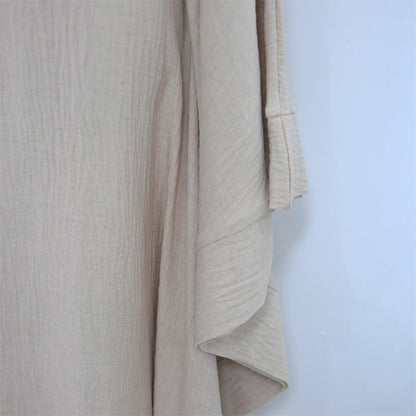 Ramadan Dubai Women Cotton Linen Khimar Abaya Saudi Arabia Turkey Islam Muslim Maxi Modest Dress Kebaya Robe Femme Musulmane