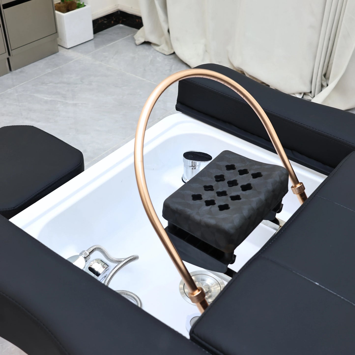 XinSheng Elektrisch verstellbares Lift-Shampoo-Bett, Massagetisch, All-in-One-Salon-SPA-Massagebett mit Haarwaschbecken und Fußbad