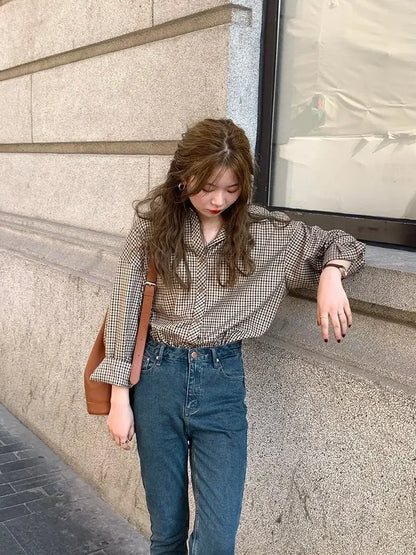 Fashion Casual Women's Plaid Shirt Autumn New Boutique Ladies Blouse and Tops Female Long Sleeve Blouses Clothes