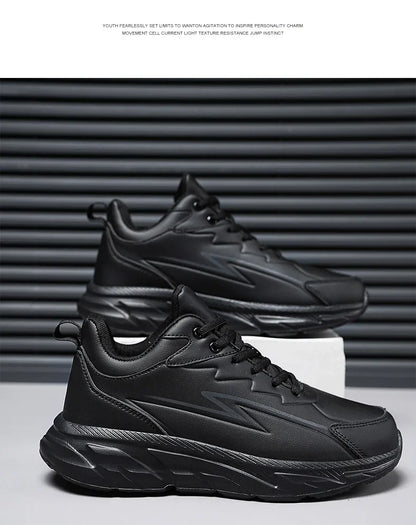 Black Leather Shoes for Men Height Increasing Winter Fashion Sneakers Plus Fur Warm Outdoor Cotton Casual Shoes Men Shoe Size 48