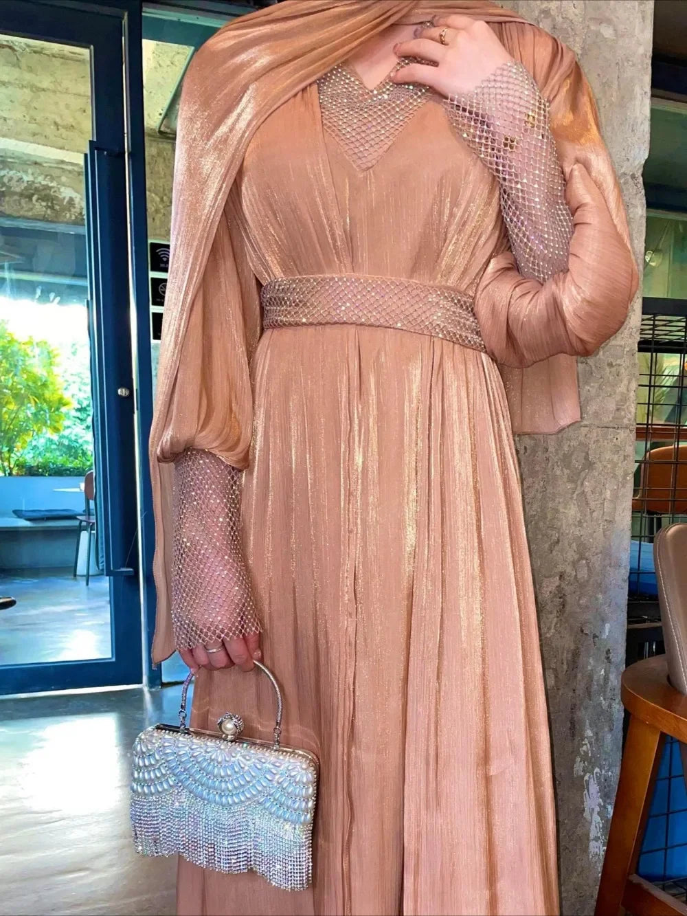 Party Dresses 3 Piece Set for Women Muslim Abaya with Scarf Long Cardigan Robe Vestidos Sashes Dubai Abayas Eid Ramadan Jalabiya.