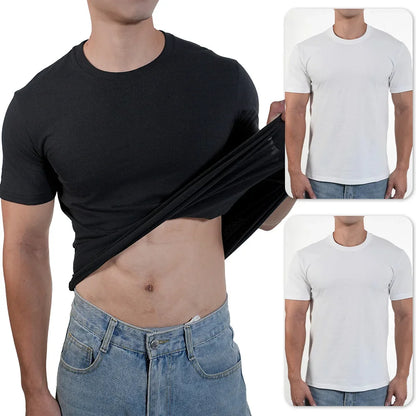 3pcs Mens Plain T-Shirt Casual 100% Cotton Slim Fit Short Sleeve Fitness Top Gym Clothes Soft Male White Black Big Size T Shirt.