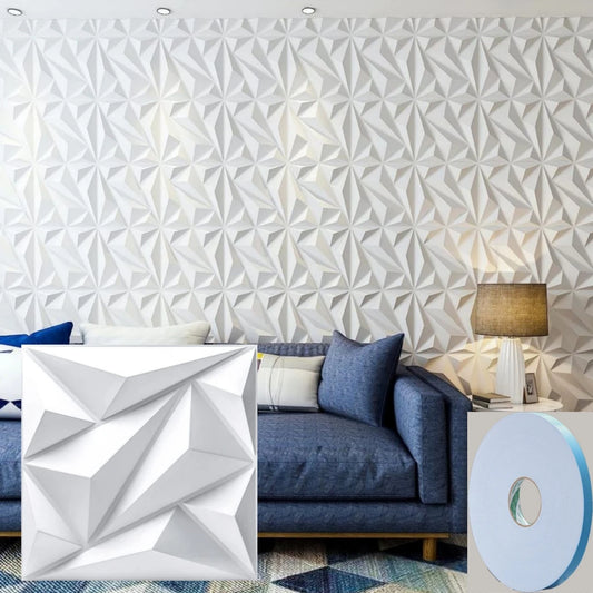 12/20/30pcs 3D pvc wall panels for indoor wall decoration, for living room hall bedroom hotel office,including tape