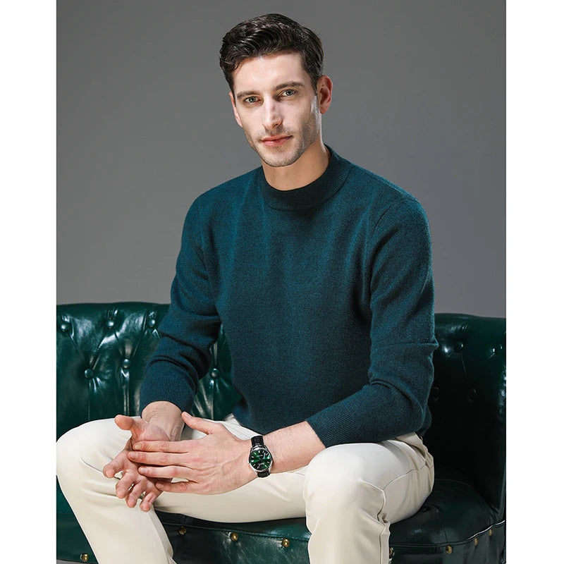 High End Anti-pilling Thick New Fashion Brand Casual Knit Pullover Sweater Half Turtleneck Mens Jumper Designer Clothing.