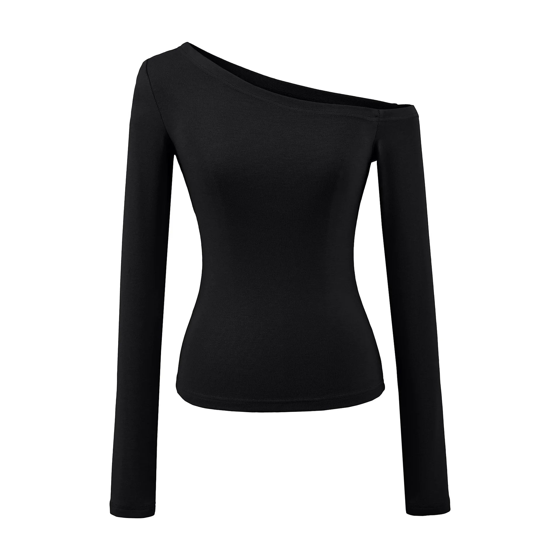 Women One Shoulder Long Sleeve Top Tee Tshirt.