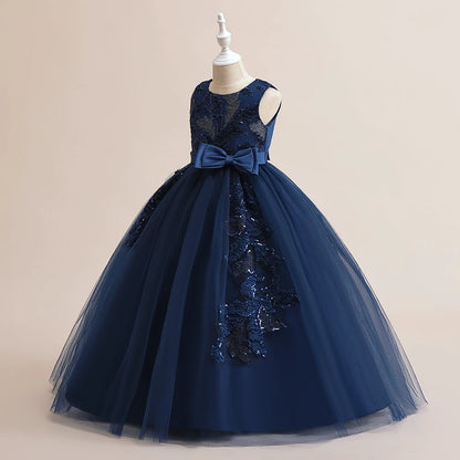 Kinder Party Kleid für Mädchen Hochzeit Brautjungfer Geburtstags kleider Kinder Spitze Stickerei Blumen mädchen Prinzessin Kleider Ballkleid.