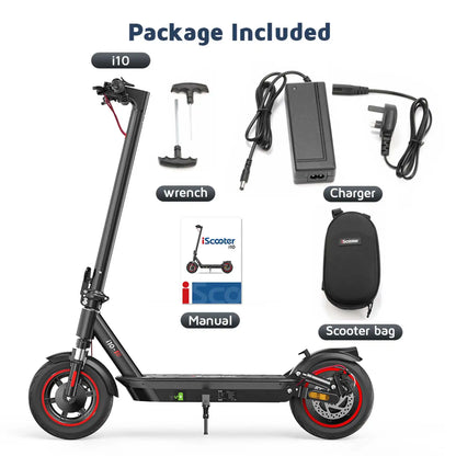iScooter i10 Electric Scooter 10 Inch 650W Motor Foldable Electric Scooter Max Range 45Km 42V 15Ah Battery Scooter