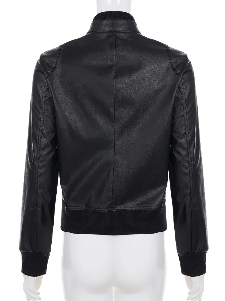 AltGoth Harajuku Streetwear Pu Leder Jacke Mall Gothic Cyber Punk Rollkragen Crop Mäntel Hipster Dark Grunge Rave Outfit Femme.