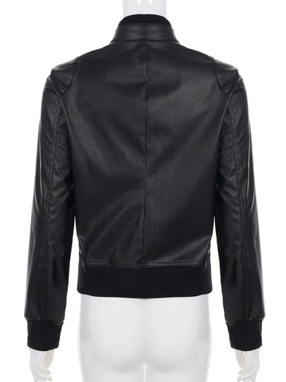 AltGoth Harajuku Streetwear Pu Leder Jacke Mall Gothic Cyber Punk Rollkragen Crop Mäntel Hipster Dark Grunge Rave Outfit Femme.