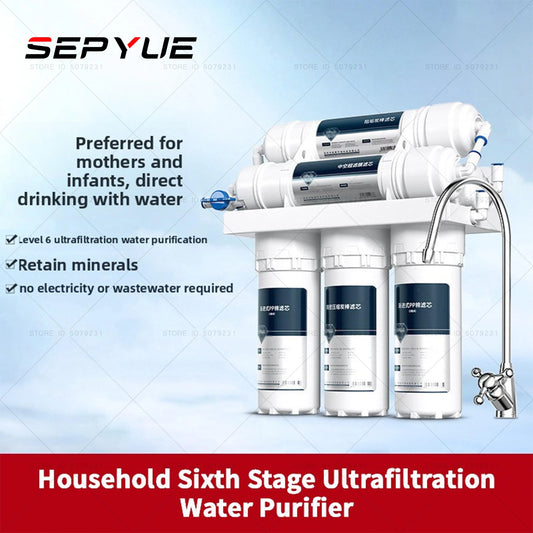 Household Sixth Stage Ultrafiltration Water Purifier with 0.01 Μ M Mineral Water Fifth Stage Non Plug in Kitchen Water Filter.