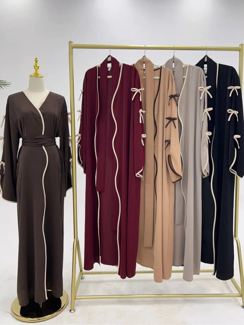 Eid Bow Abaya Women Cardigan Dress Muslim Party Caftan Robe Jalabiya Morocco Dubai Kaftan Islam Vestidos Largos Ramadan 2025.