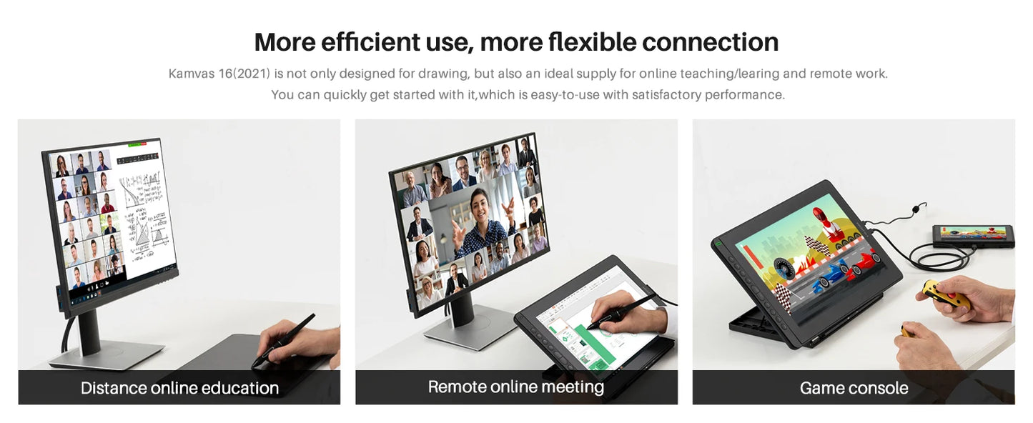 HUION Kamvas 16(2021) Graphics Drawing Monitor Battery-free Digital Pen Tablet For Windows/MAC And Android 120%s RGB.