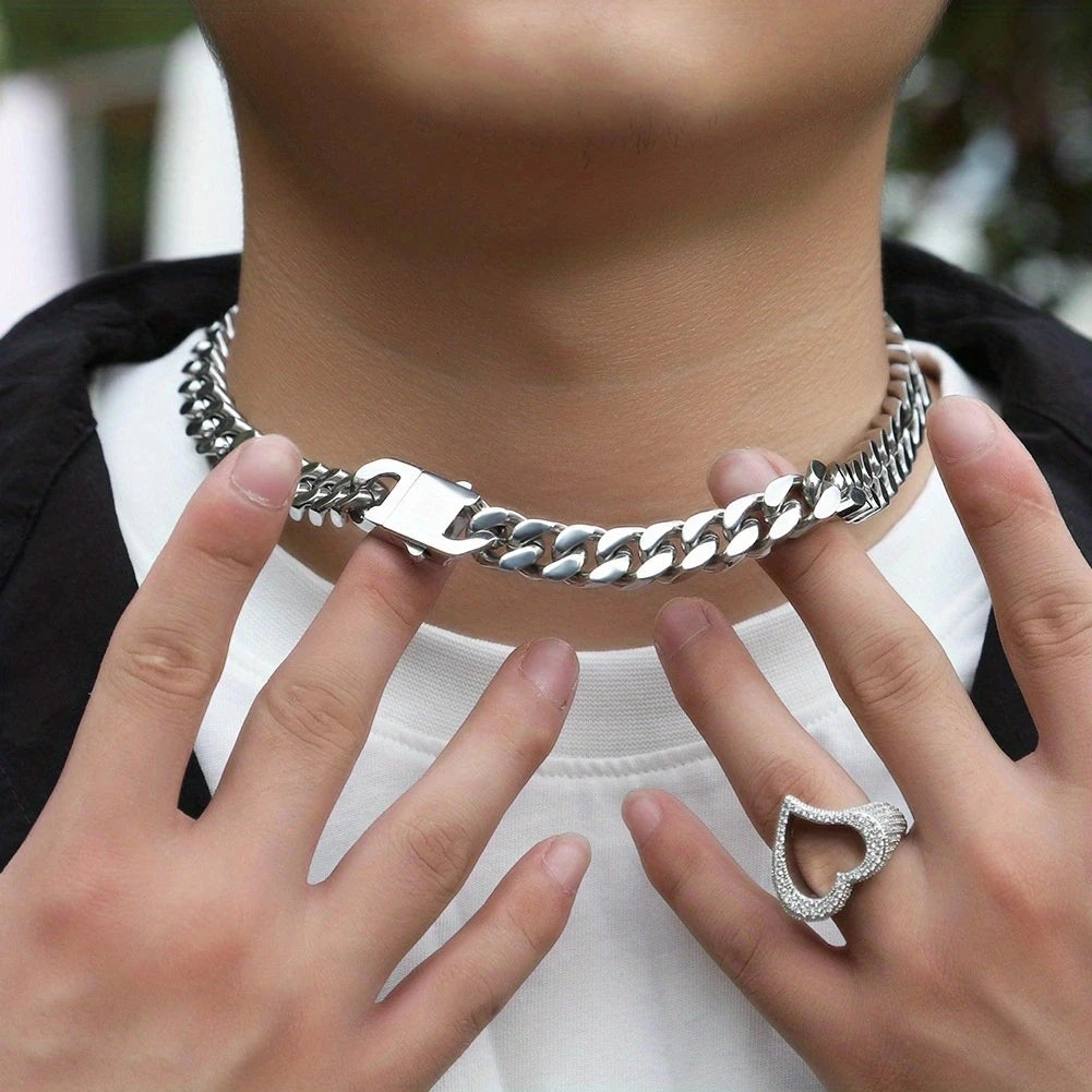 316 Stainless Steel Plated 18k Gold Fashion 8.10.12mm Encrypted Cuban Chain Miami Rap Hip Hop Men's Bracelet Accessory