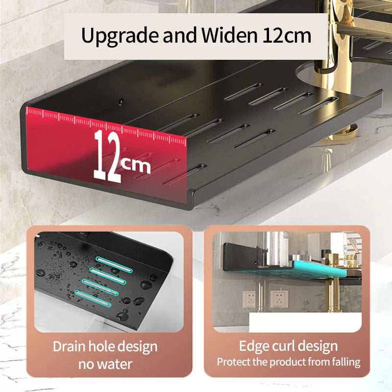 Badezimmerregal, Badezimmerregal, Toilettenlagerregal, Toilette, Küchenraum, Aluminium, zum Aufhängen an der Wand, stanzfreies Regal