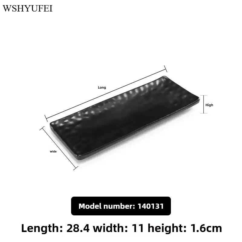 Black Melamine Plate Plastic Barbecue Dish Commercial Cutlery Kitchen Dinner Plates Not Easily Broken Tableware Accessories.