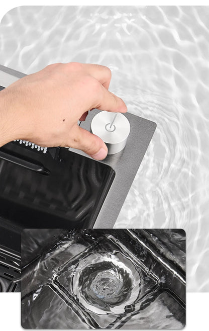 YCRAYS Digital Display Nano Kitchen Sink Large Single Bowl SUS304 Waterfall Faucet Cup Washer Purified Tap Soap Dispenser