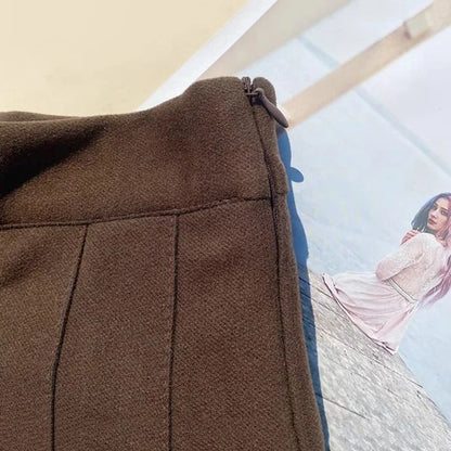 Faux Wool Pleated Skirts for Women Y2K Autumn Winter High Waist Preppy Woolen Jk Dance Skirt Korean Streetwear Female Mini Skirt.