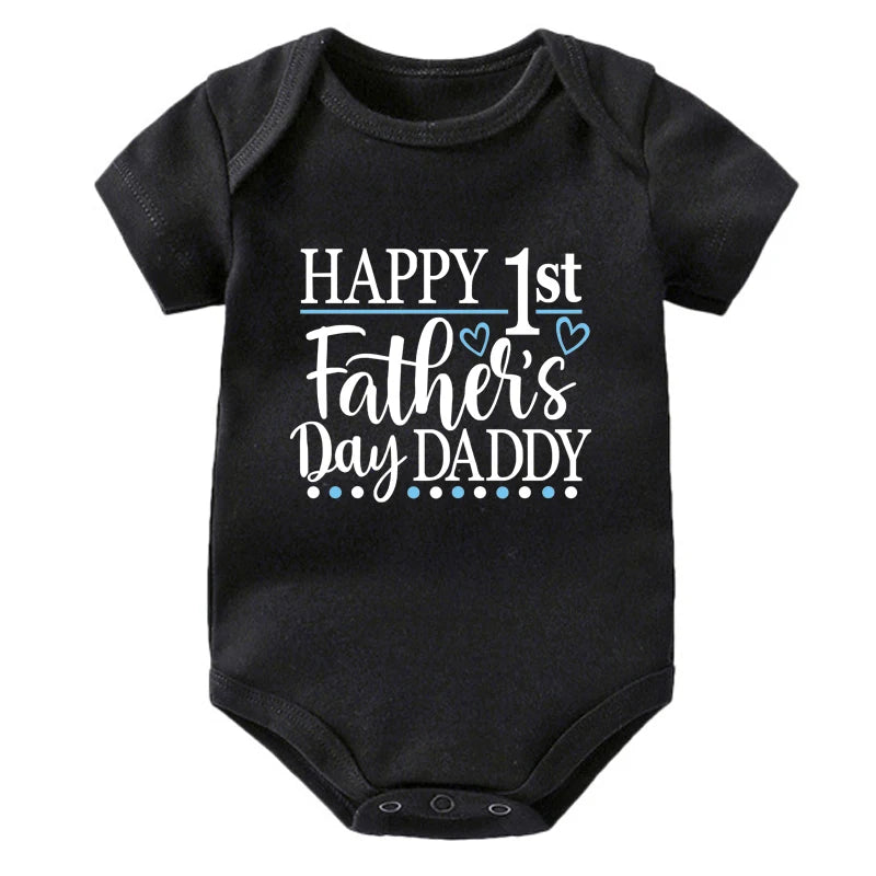 Happy 1st Vatertag Papa Druck neugeborenes Baby Jungen Mädchen Stram pler Kleidung Kleinkind Sommer Kurzarm Body Väter Tag Geschenke.