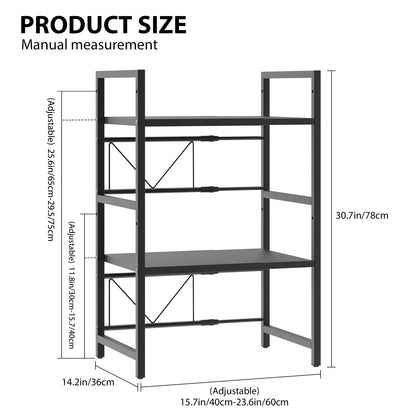 Kitchen Storage Rack Metal Condiment Organizer Shelf Expandable Microwave Shelf Height Adjustable.