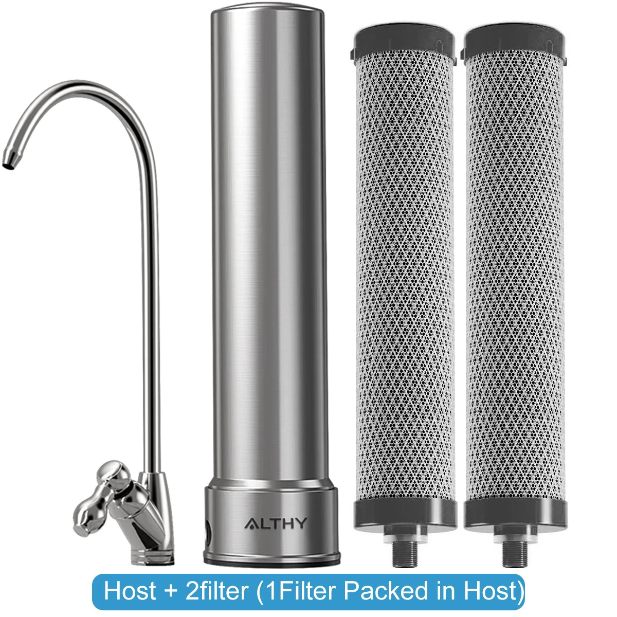 ALTHY U200PRO Kitchen Under Sink Drinking Water Filter Purifier 5 in 1, Stainless Steel Filtration System With Faucet.