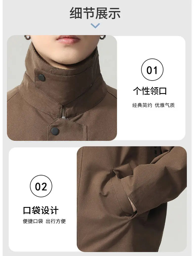 Lapel Jacket Men Spring Autumn Japanese Korean Streetwear Fashion Loose Casual Vintage Cargo Jacket Coat Outerwear.