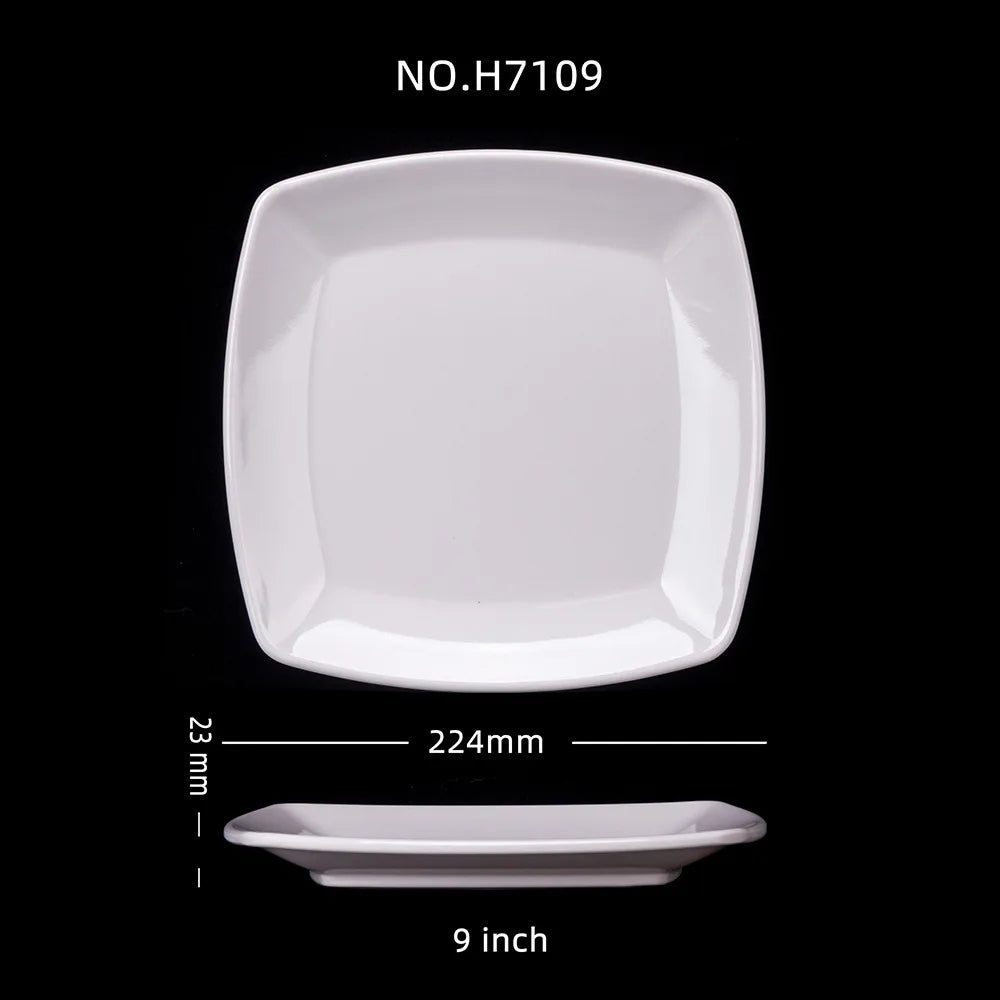 Square Melamine Dinner Plate Buffet Fast Food Trays Dishes Table Tableware Services Menu Plate Hotel Deep Side Dish Dinnerware.