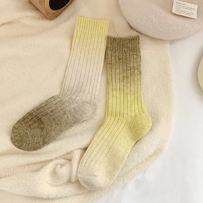 Winter Thick Warm Long Socks Gradient Wool Cashmere Kawaii Socks Women Thermal Floor Sleeping Socks New Year Gift Autumn 2024New.