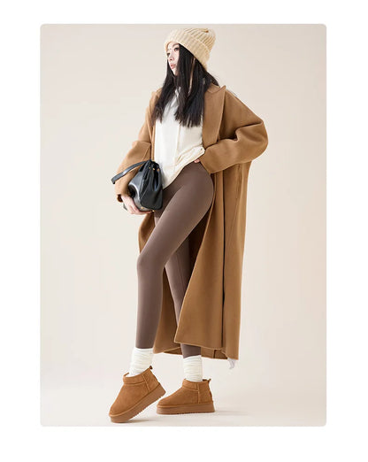 BIVIGAOS Autumn Winter High Waist Fleece Sharkskin Leggings Women Seamless Slim Tight-Fit Velvet Thickened Elastic Warm leggings