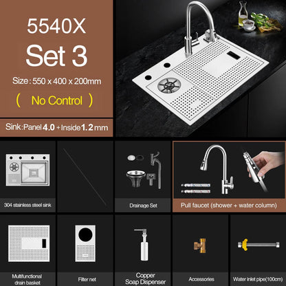 ASRAS Island Hidden kitchen Sink 304 Stainless Steel 4mm Thickness Handmade Brushed Sink High Pressure Cup Washer kitchen Sinks