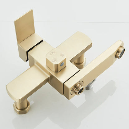 Gold Brushed Shower System 3 in 1 with Rain Handheld Shower Swivel Spout Shower For Bathroom Bathtub Shower Faucet