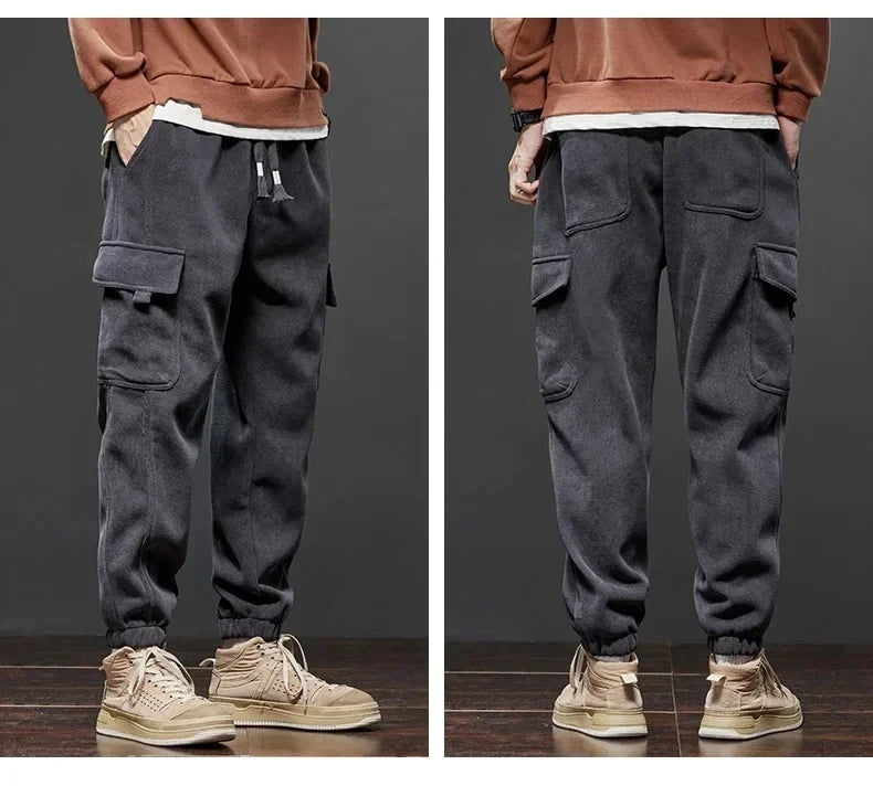 Spring Autumn New Style Elastic Waist Casual Pants for Men Stretch Straight Drawstring Harem Jogging Sports Long Pants Male.