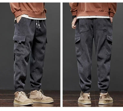 Spring Autumn New Style Elastic Waist Casual Pants for Men Stretch Straight Drawstring Harem Jogging Sports Long Pants Male.
