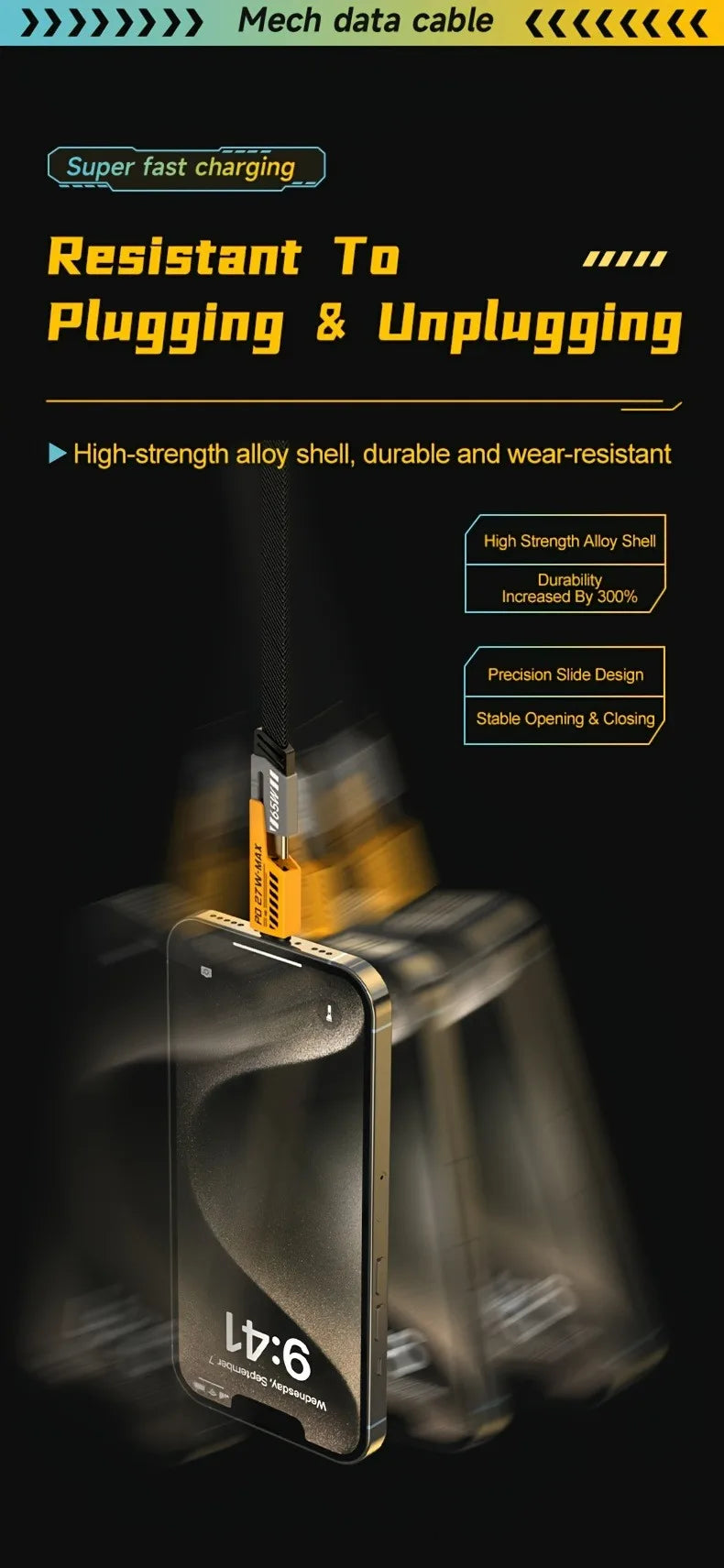 4 in 1 USB Type C Cable Type C TO C PD 65W 27W LIGHTNING Fast Charging Mech Cable For iPhone Samsung Xiaomi HUAWEI OPPO One Plus.