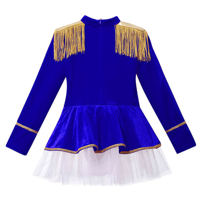 Kinder Mädchen Halloween Weihnachten Karneval Zirkus Zirkusdirektor Cosplay Performance Kostüm Langarm Mesh Trikot Tutu Kleid
