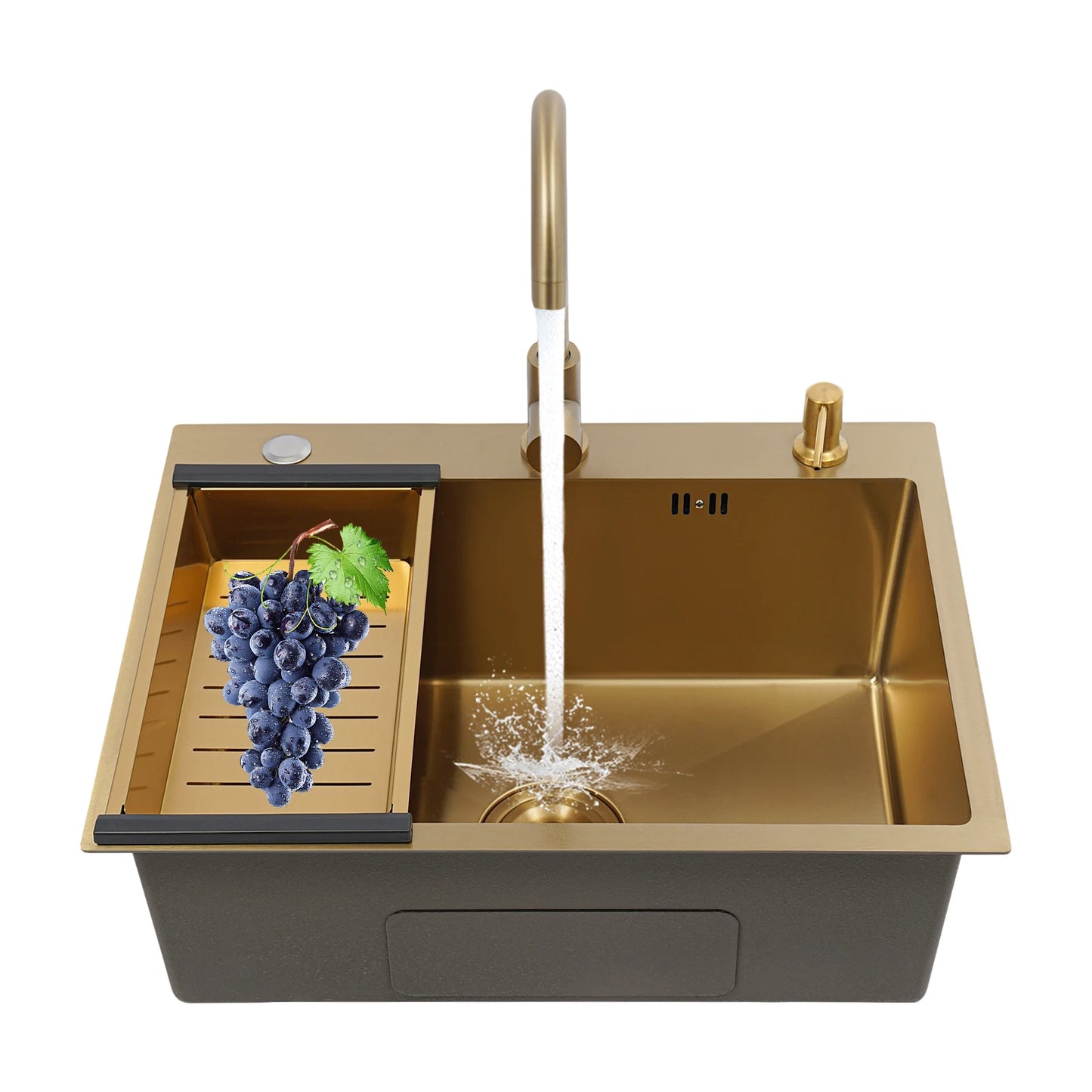 60 x 45 Zoll Edelstahl-Küchenspüle ohne Logo, rechteckige Spüle mit Abtropfkorb für Toiletten, Badezimmer, Waschräume