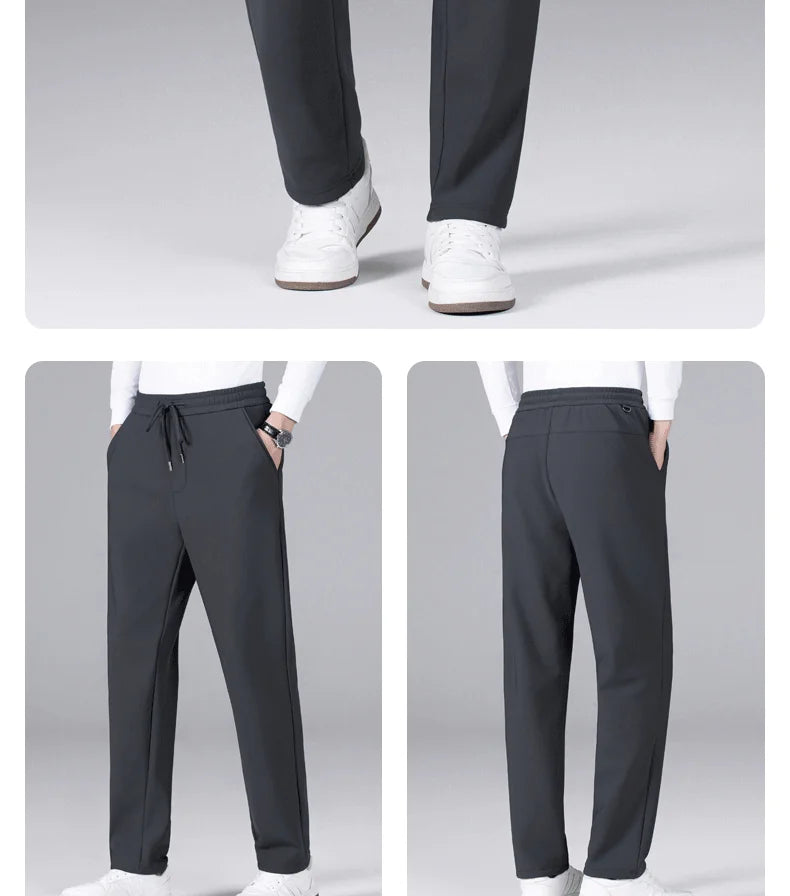 M-9XL Plus Velvet Trousers Men's Plus Size Autumn and Winter Thickened Casual Sports Pants Fat Mid-high Waist Solid Color Pants.