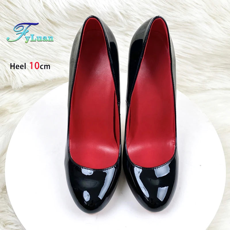 Brand Women Single Shoes 10CM 12CM Super High Heels Fashion Round Toe Stilettos Spring Autumn Female Daily Work Pumps Plus Size