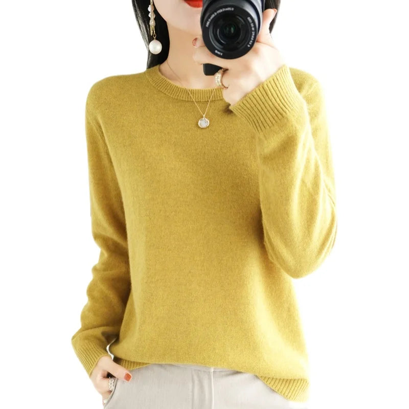 Frauen Pullover Herbst Winter Lange Hülse O-ansatz Pullover Warme Bodenbildung Shirts Koreanische Mode Pullover Strickwaren Weiche Jumper.