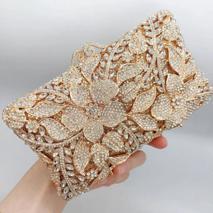 Women XIYUAN Evening Bags Gold/Silver Chain Shoulder Bags Handbags Stones Day Clutches Diamonds Metal Ladies Clutch Handbags.