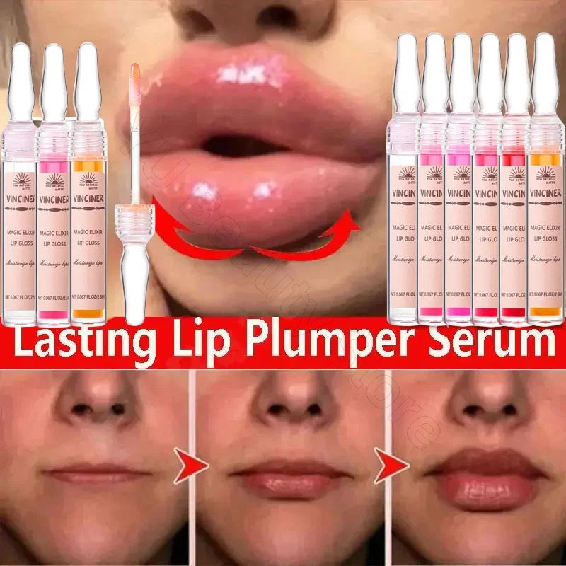 6 Colors Lip Plumping Gloss Instant Lip Plumper Extreme Volume Serum Oil Moisturizing Sexy Plump Lips Korean Makeup Products.