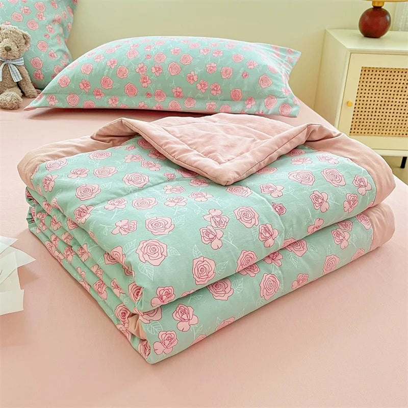 Printed Thin Duvet Skin-friendly Comforter 100x150cm for Kids Quilt Soft Bedspread Summer Blanket edredones (No Pillowcase)