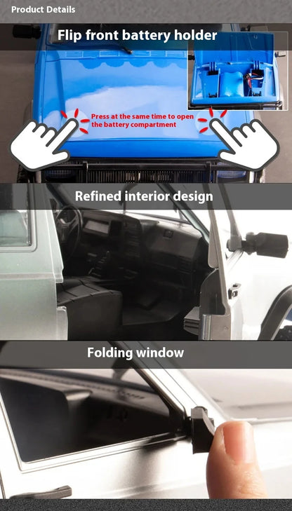 1:12 MN78 4WD Off-Road RC Car 2.4G Full Scale Short Truck With Headlights 280 Motor Real Scale Remote Control Toy Car Model.