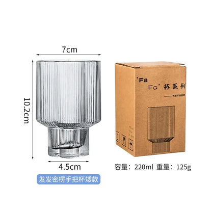 Clear Ice Cream Glass Whiskey Red Wine Glass Cup Flower Stripe Glass Mug Vintage Iced American Coffee Mug Home Stacked Cup