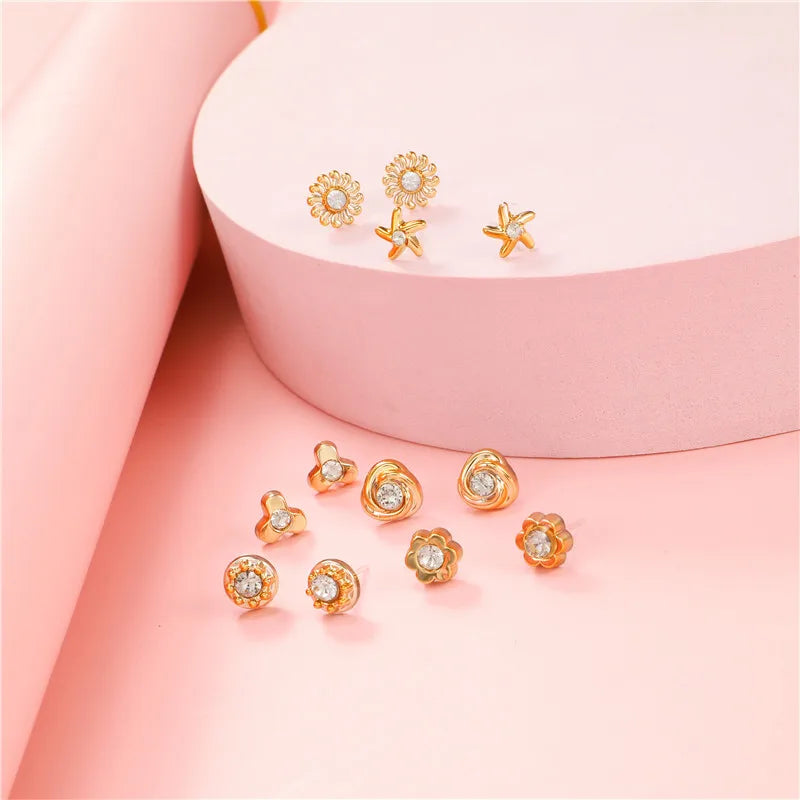 100 Pair/Lot Small Mini Stud Earring Set For Girl Love Star Animal Geometric Random Female Wedding Party Ear Jewelry Accessories.