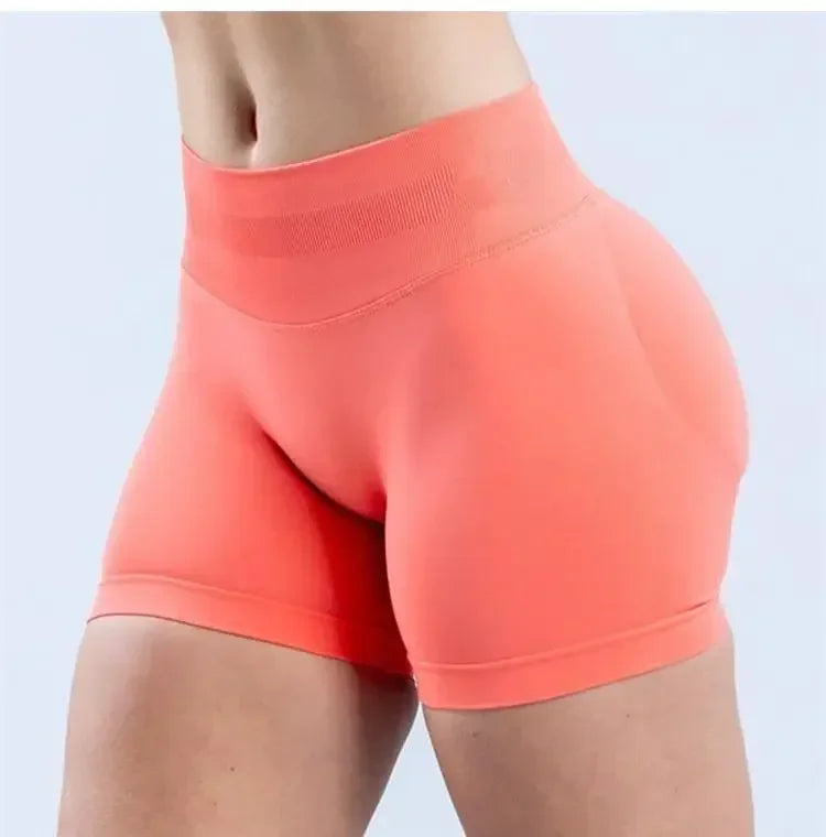 Summer High Waisted Yoga Shorts Women  Fashionable and Sexy Running Fitness Pants Solid Color High Elastic Yoga Leggings