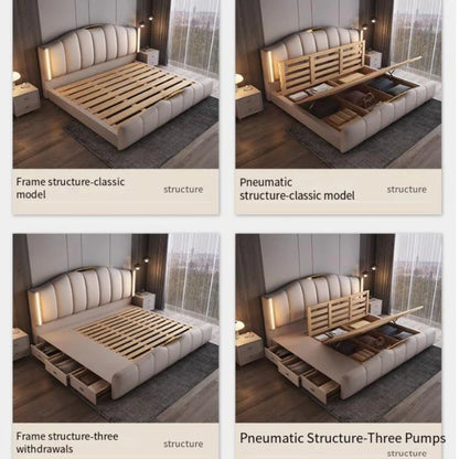 200 x 220 cm Rahmen-Kopfteil, Hochzeitsbett, Hauptschlafzimmer, Kingsize-Doppelbett, 3 Schubladen, Aufbewahrung, luxuriöse Schlafzimmermöbel in voller Größe