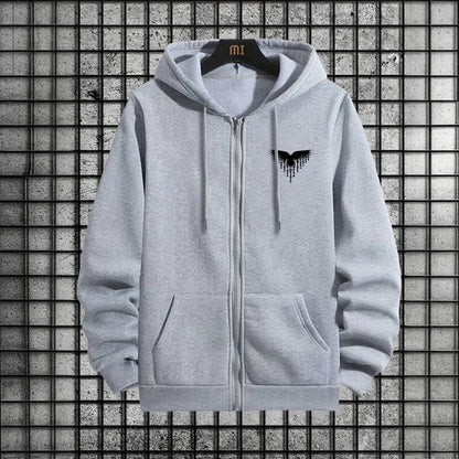 Ancient Viking Raven Print Hoodie Sweatpants Autumn Winter Daily Casual Sporty Jogger Set Urban Fashion Men's Zipper Tracksuit.