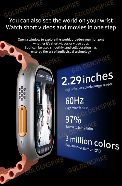 DW100 Pro Android Smartwatch Fingerprint Unlock Control Smart Watch 256GB ROM Free Download App WIFI GPS Camera 2.29inch Amoled.